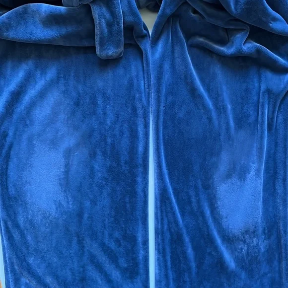 Vintage 70s 80s Velour Asymmetric Collar Belted Elastic Waist Jumpsuit - Picture 10 of 11